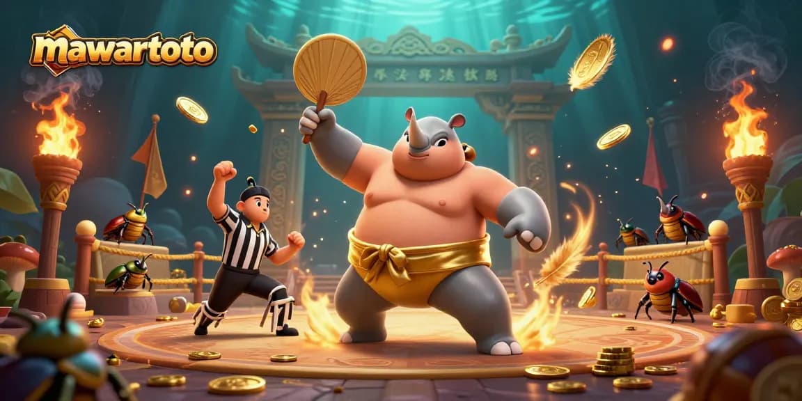 Join the exciting world of mawartoto as the champion beetle stomps in a dazzling betting arena!