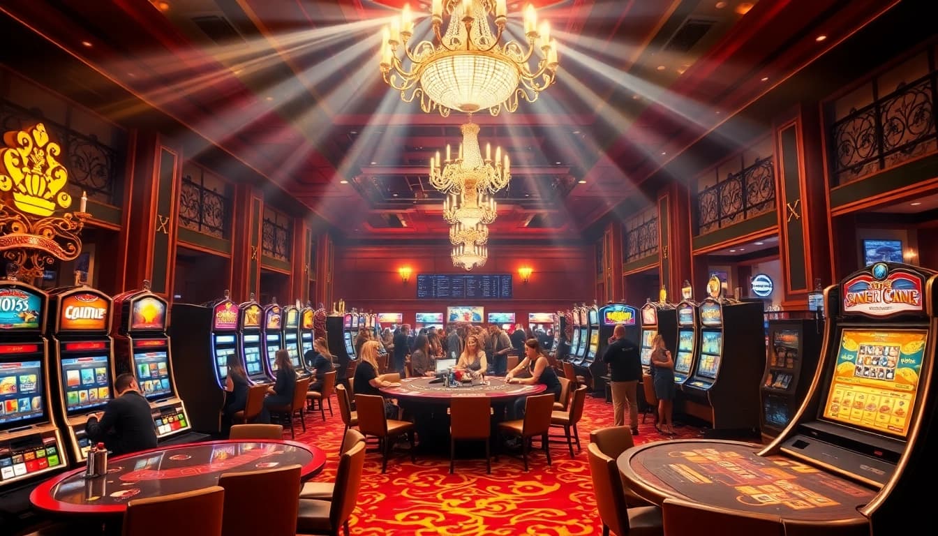 Experience the thrill of AT99娛樂 with vibrant casino gaming and players immersed in fun.