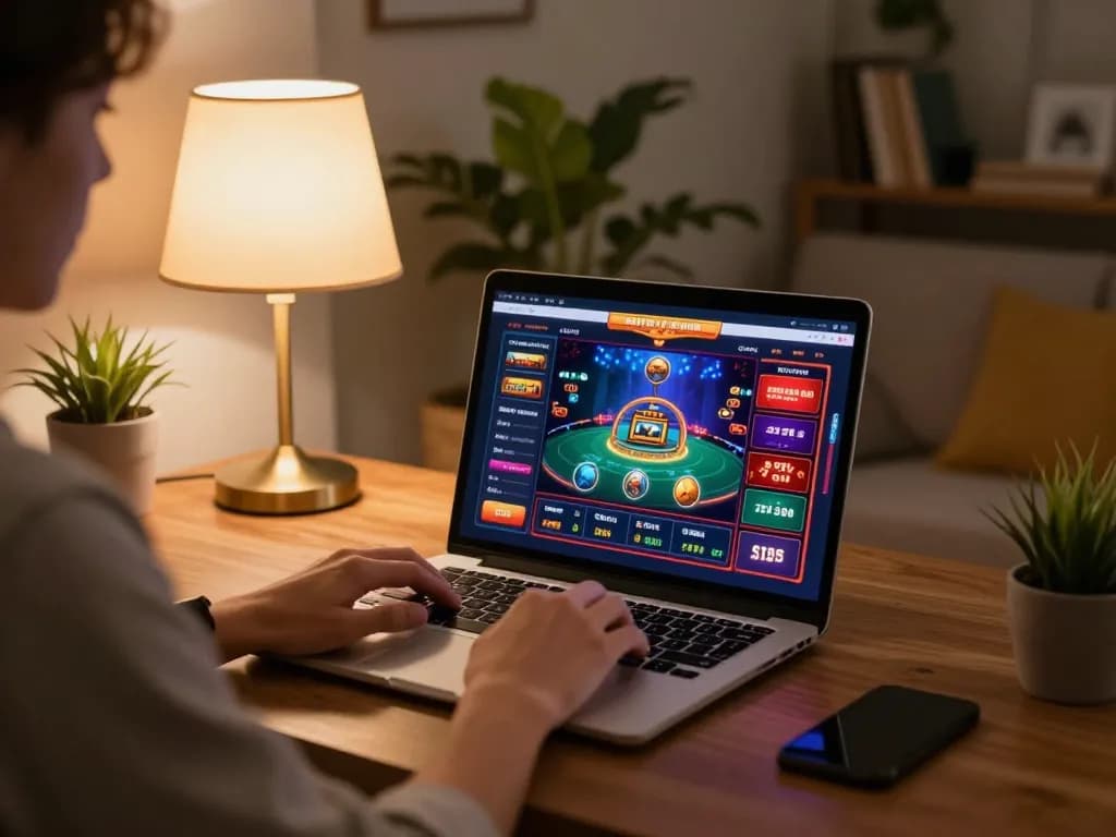 Engaging online gambling experience featuring incakoin in a stylish home setup with immersive game interface.
