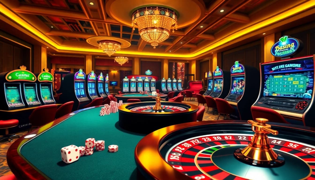 A thrilling online casino gaming scene at https://123b.ing/ showcasing excitement with poker chips and tables.