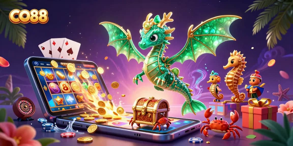 Engage with CO88's dynamic gaming experience featuring slot games and vibrant characters.