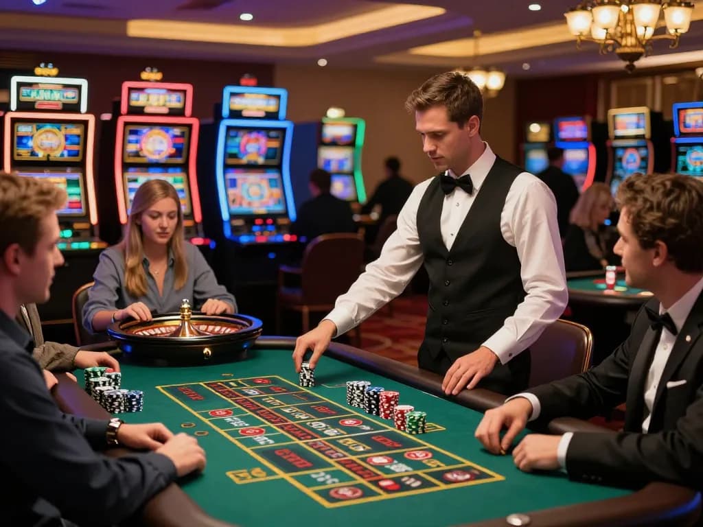 Exciting roulette gameplay at kkwin casino showcasing players placing bets with chips.