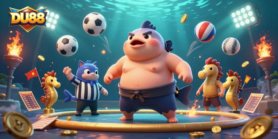 Experience thrilling gameplay at DU88 with a vibrant underwater casino scene featuring exciting sports betting elements.