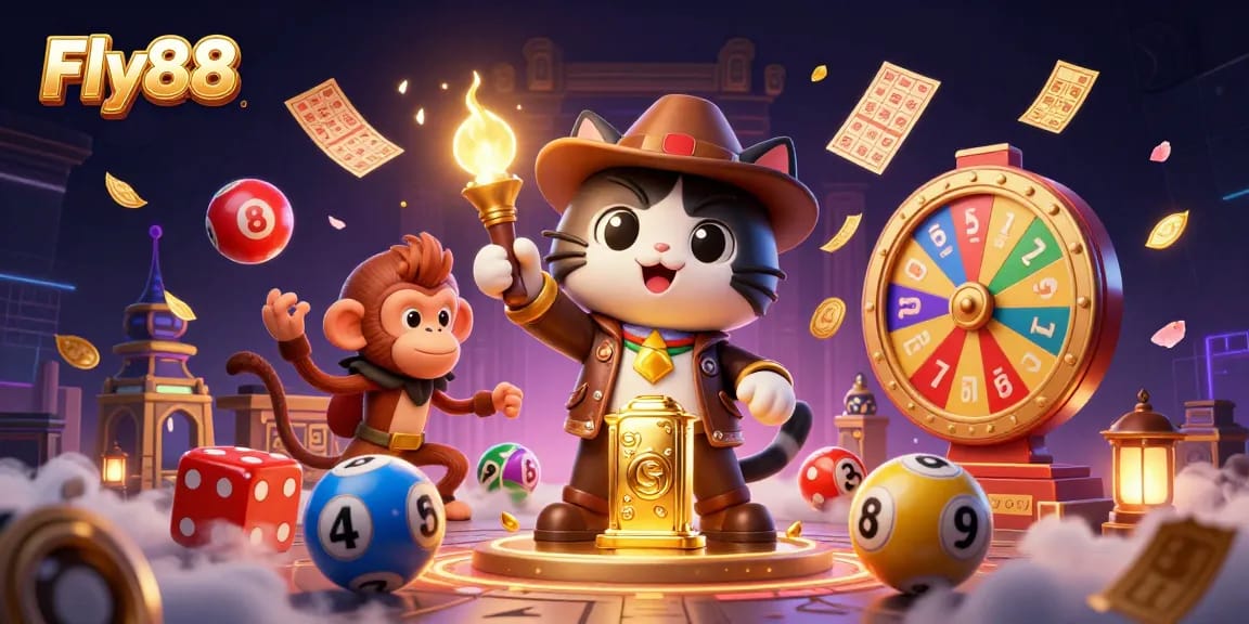Engage in the Fly88 adventure with exciting casino elements and a dynamic treasure hunt.