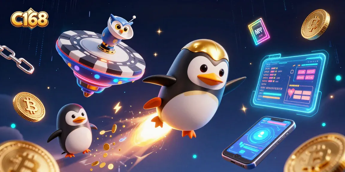 C168 invites players to explore an exciting casino world, powered by a golden penguin and cryptocurrency elements.