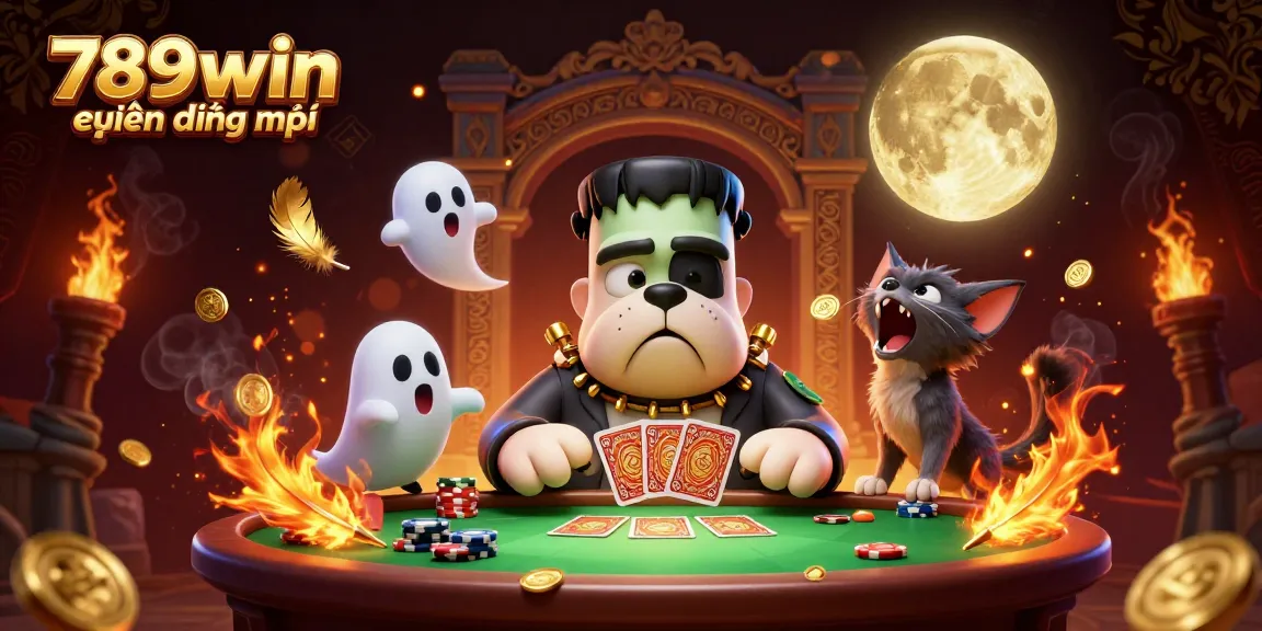 Engage with 789win hiện đang mở through a thrilling 3D casino scene featuring a playful cartoon monster and vibrant betting elements.