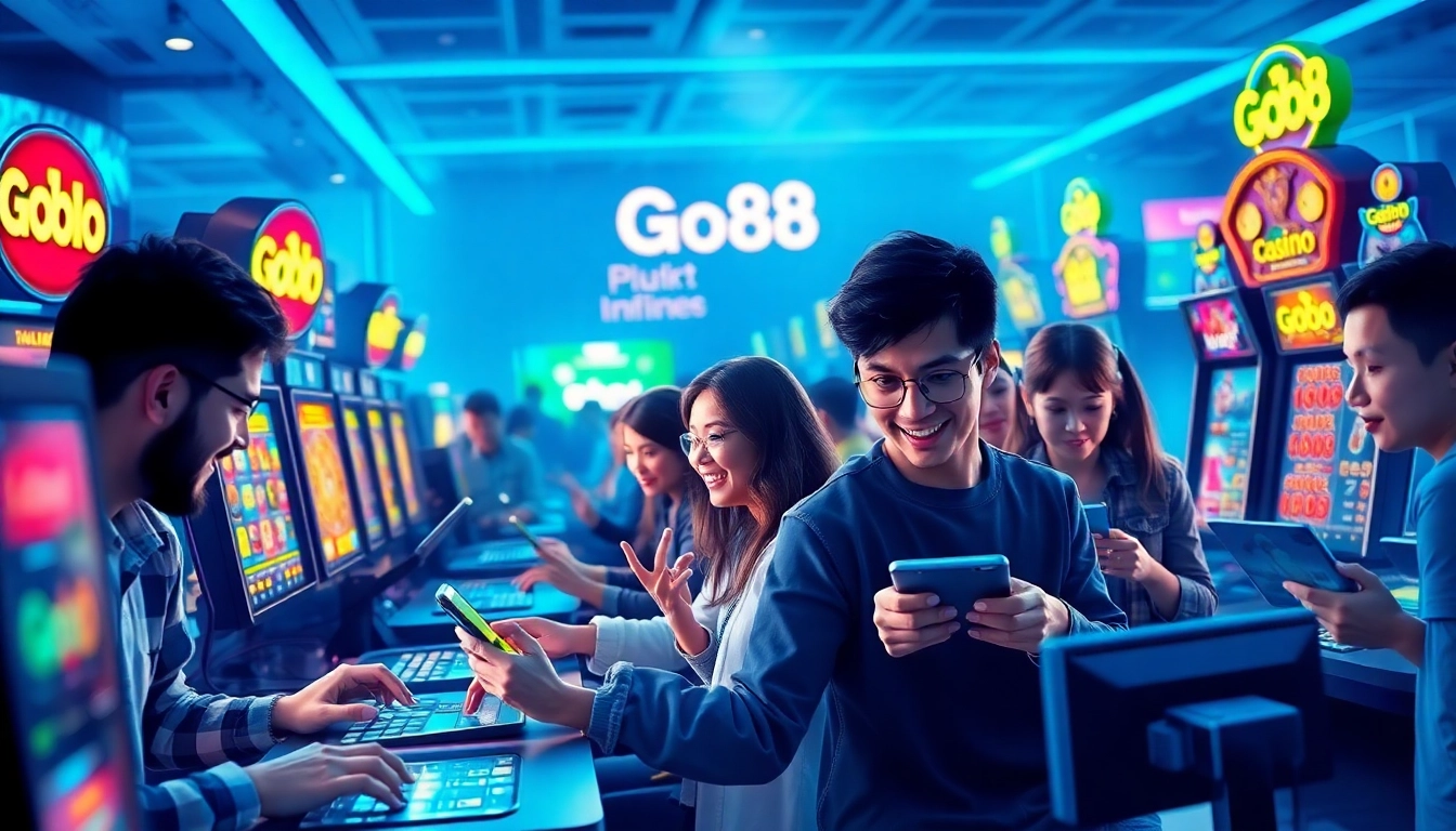 Exciting online gaming scene showcasing Go88, highlighting players' engagement and vibrant interface.