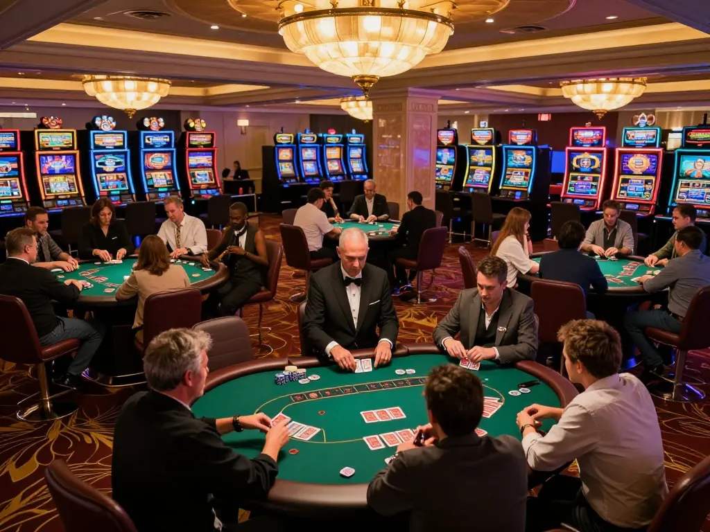 Players engaging in thrilling poker games at the Luckywin casino, highlighting strategy and excitement