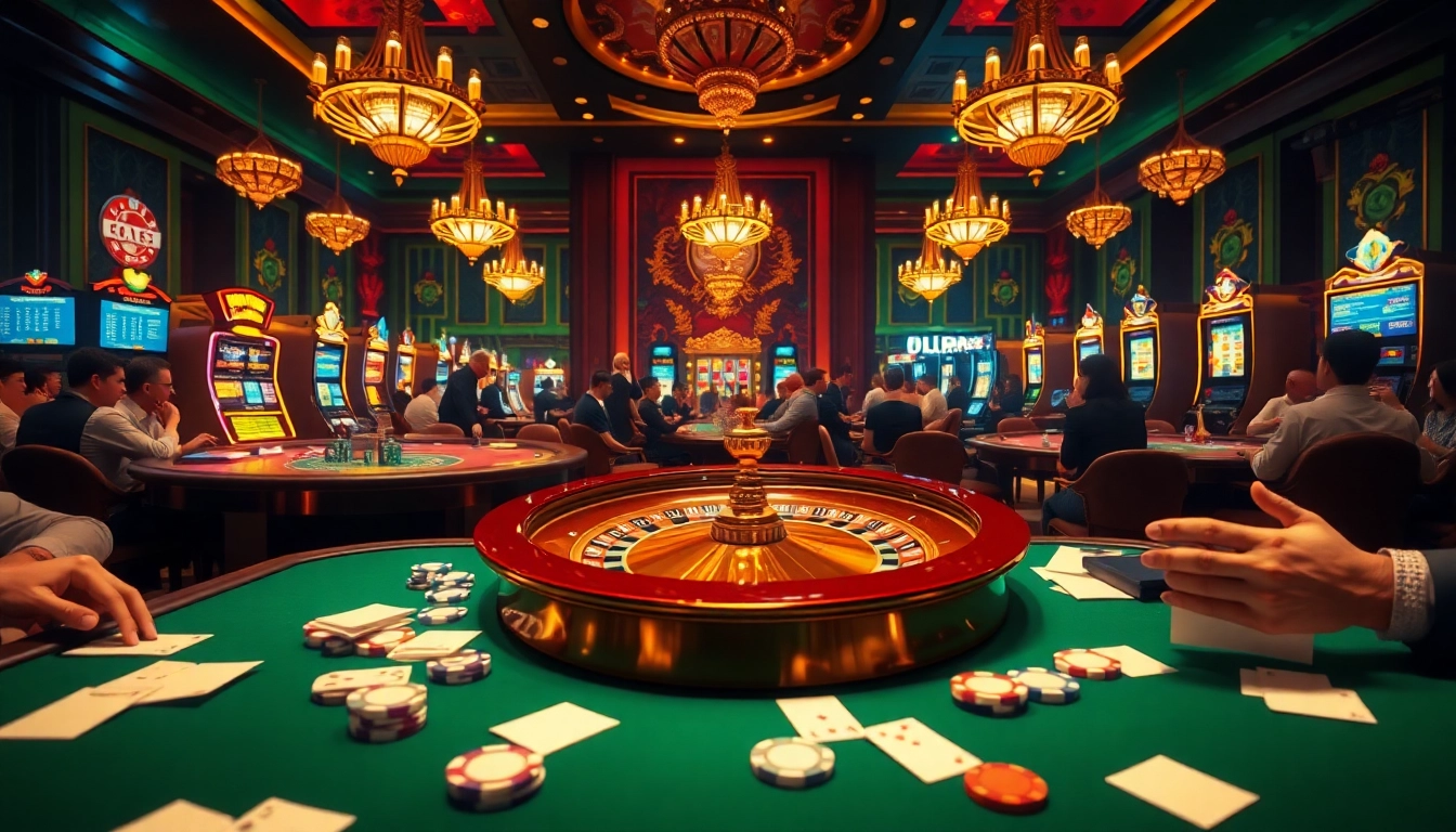Experience the thrill of gambling with vibrant slot machines and roulette at https://hbbet5.art/ exciting casino scene.