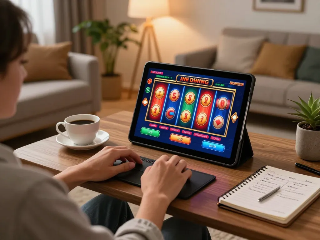 C168 gaming experience with a player enjoying online slots setup in a cozy modern living room environment.