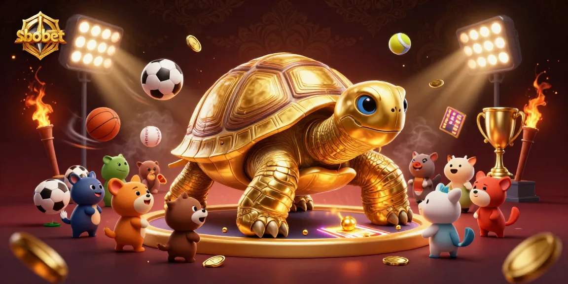 Engage with sbobet by playing in a vibrant sports betting scene featuring a dynamic tortoise pinball machine.
