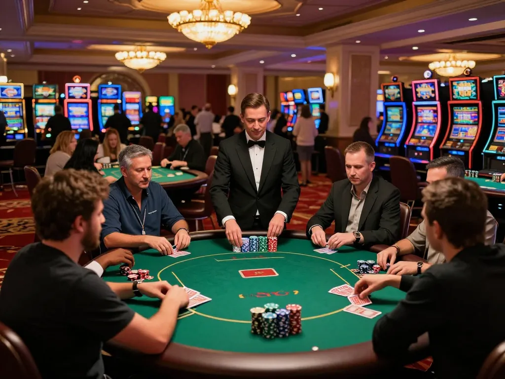 Exciting poker gameplay at BET88 casino with vibrant atmosphere and players engaged in action