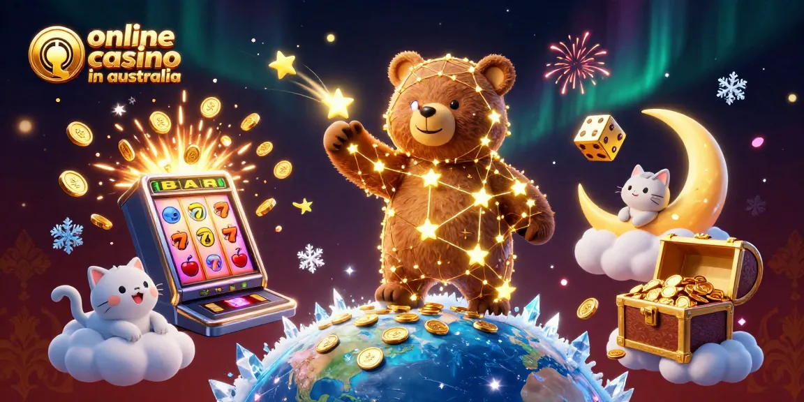 Experience the thrill of playing at an online casino in Australia with colorful game elements and dynamic characters.