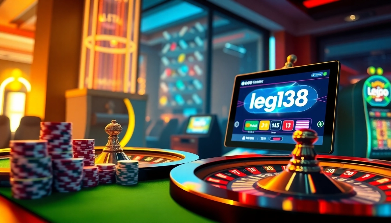 Players enjoy the exhilarating gaming experience at lego138, showcasing poker chips and a roulette wheel.