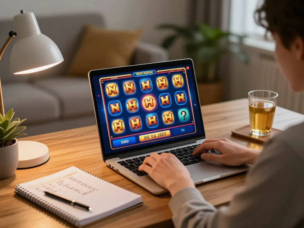 Engaging session of nổ hũ online gaming with vibrant graphics and strategic notes.