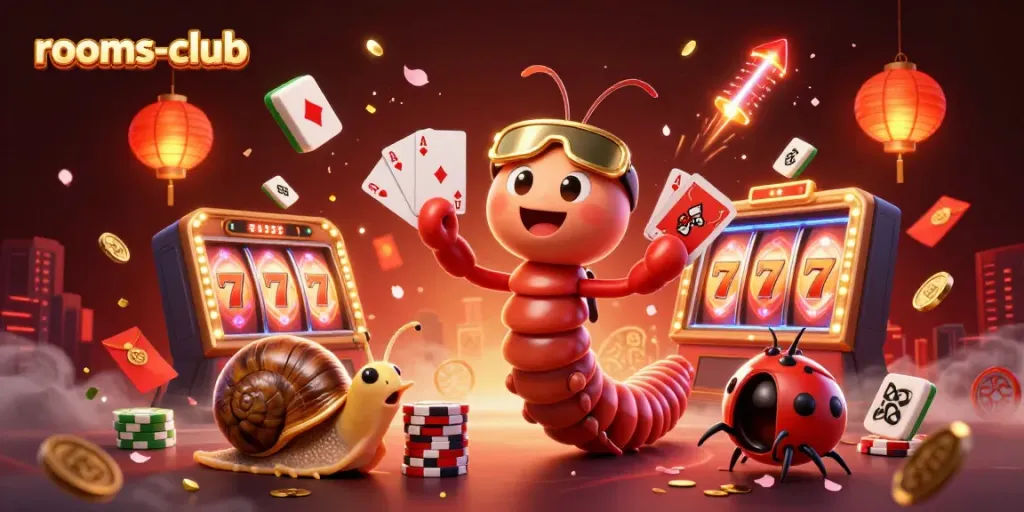 Menyaksikan dealer ulat milipede di rooms-club, dengan kartu dan chip, dalam suasana kasino yang meriah.