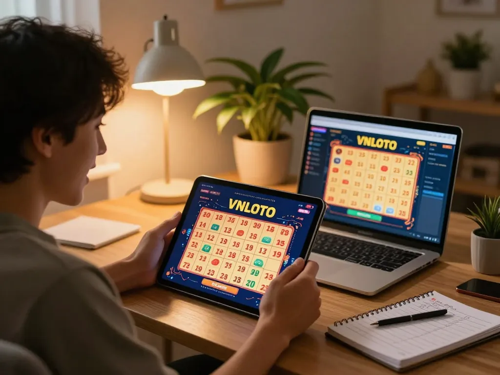 Engaging online lottery gaming at VNLOTO highlights exciting gameplay and ambient home comfort.