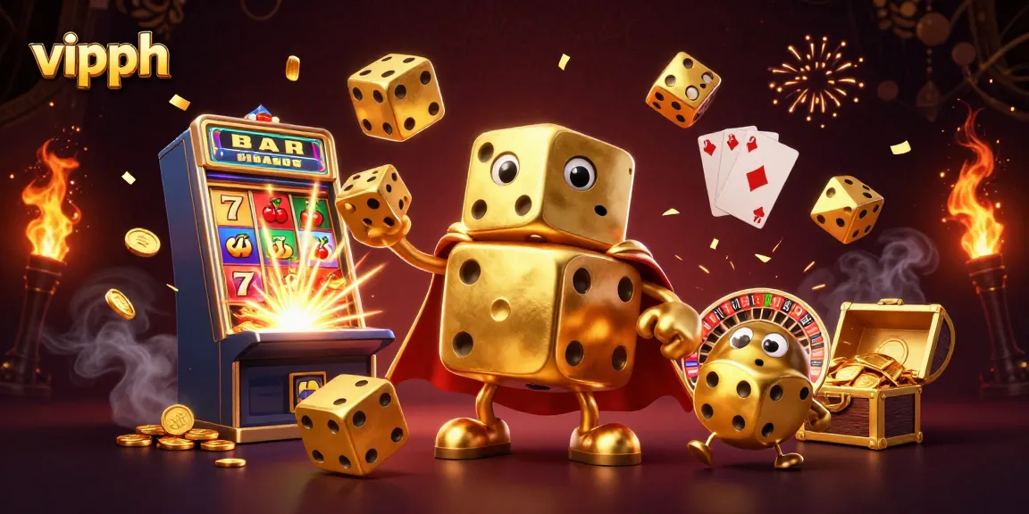 Experience thrilling gameplay with vipph's vibrant 3D golden dice and slot machine explosion.
