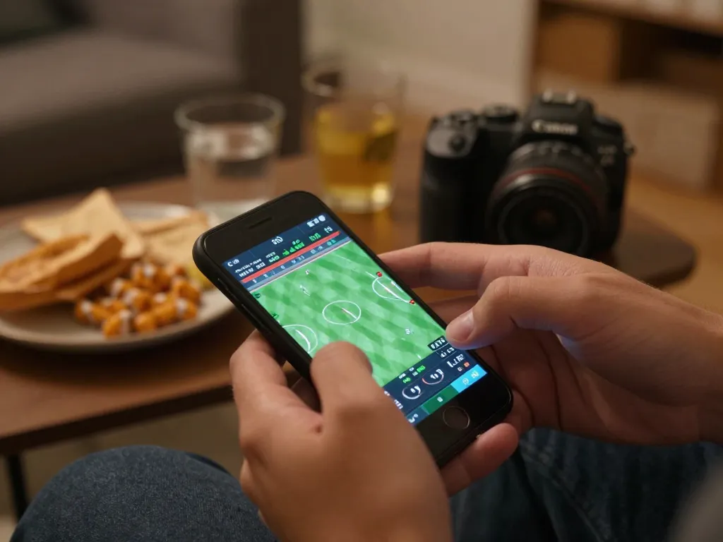Watching live sports betting on btopcshop app, smartphone interface with odds displayed
