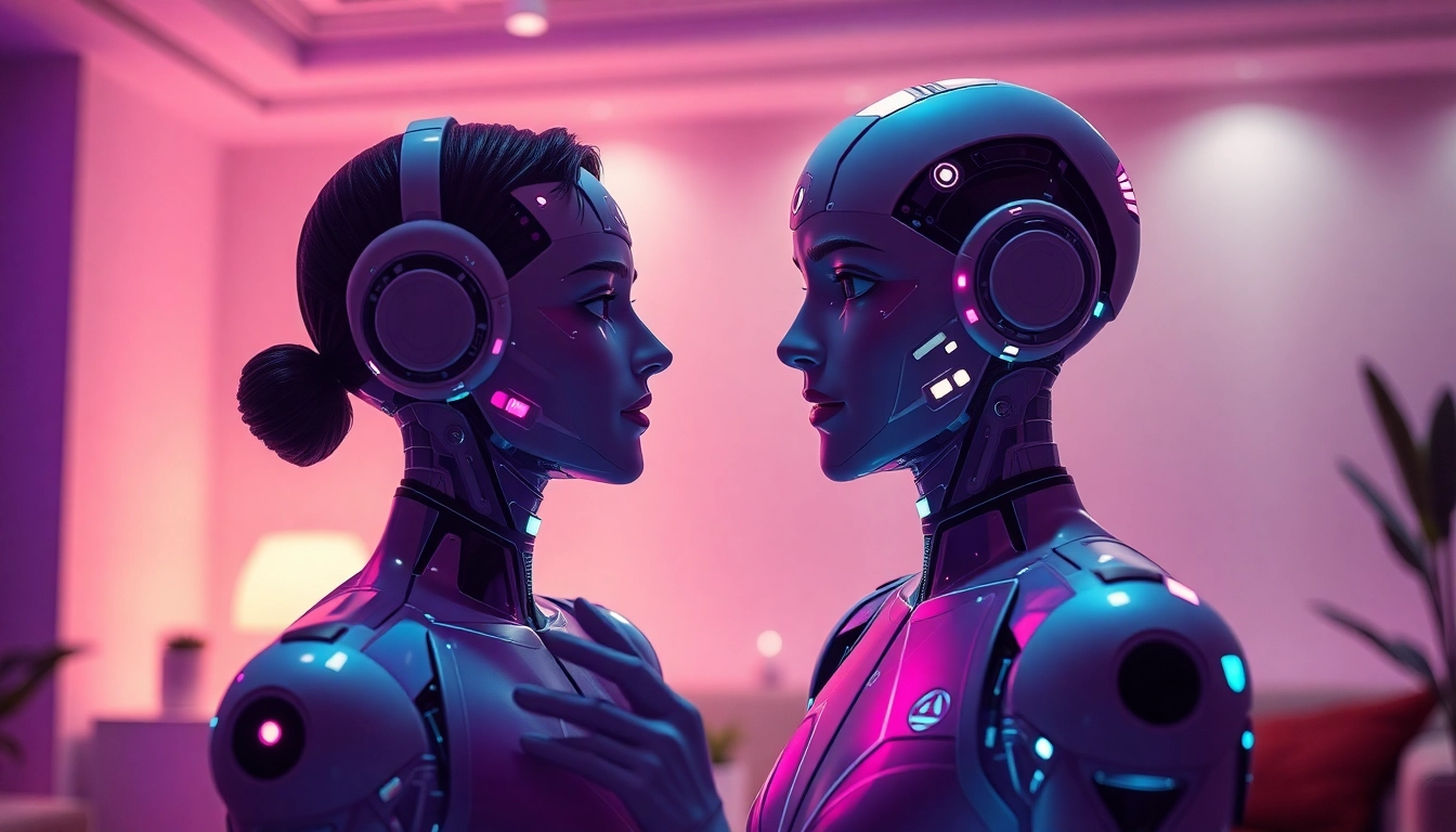 Engaging ai chat porn experience with a lifelike AI companion in a futuristic setting.