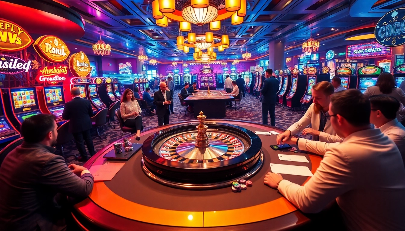 Exhilarating casino scene showcasing enthusiastic gamblers engaging in asupanjitu games.