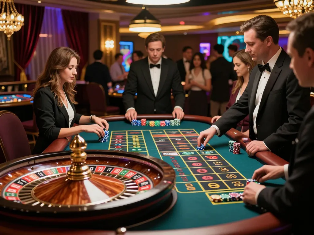 Exciting roulette gameplay at LGOGOAL casino with players placing bets and the wheel spinning