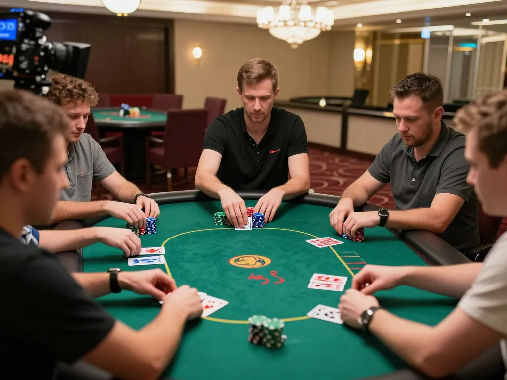 Players at Sun Win’s poker table engaged in a thrilling game moment, showcasing strategy and excitement.