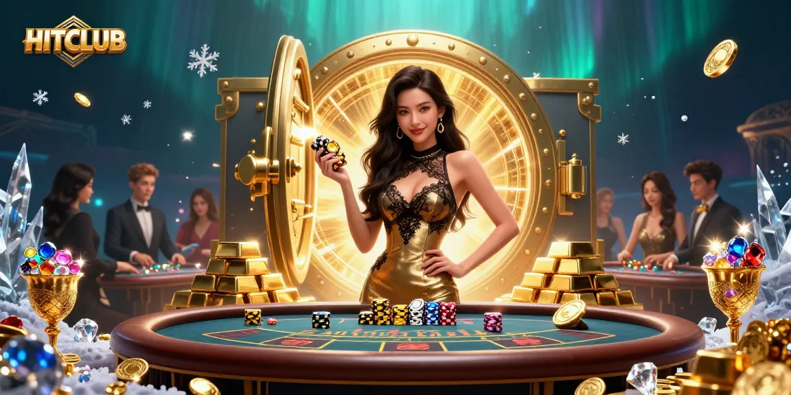 Join the HITCLUB experience with a stunning baccarat scene filled with gold and glamour.