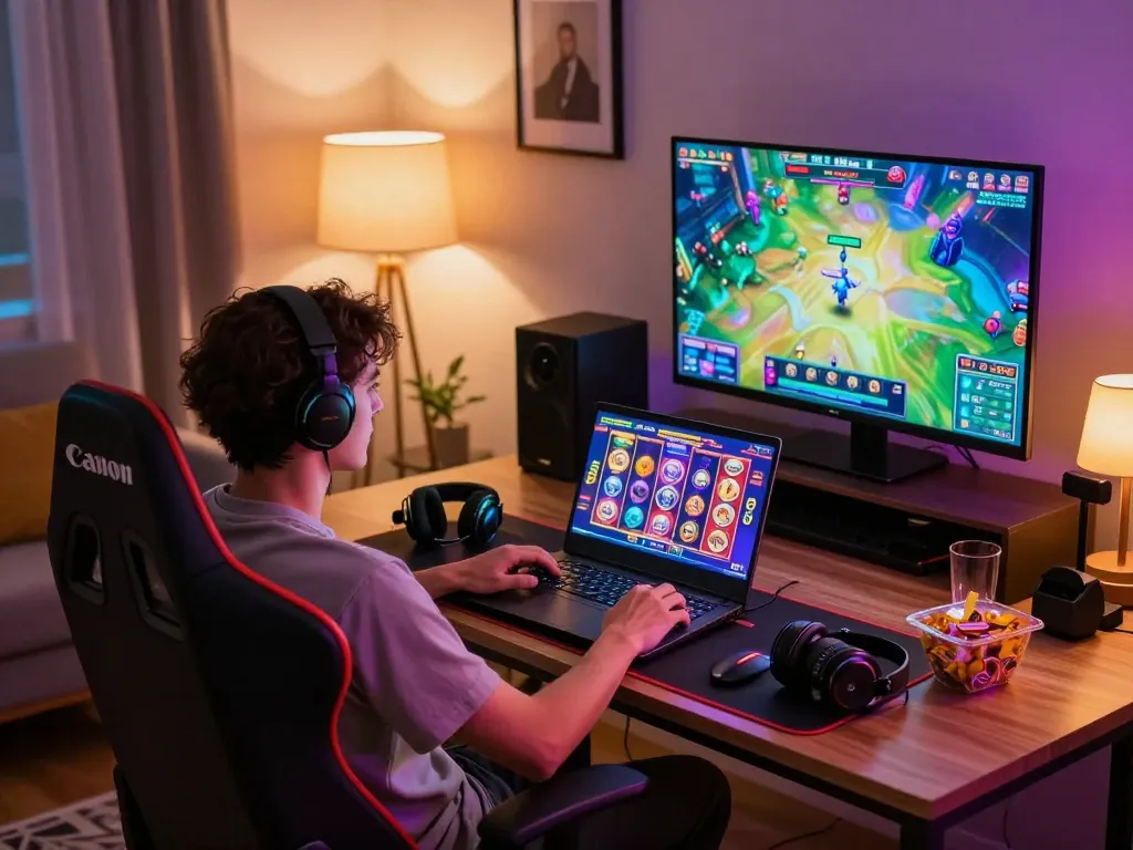 Player experiencing the excitement of the Wild Sultan casino games in a cozy gaming environment.