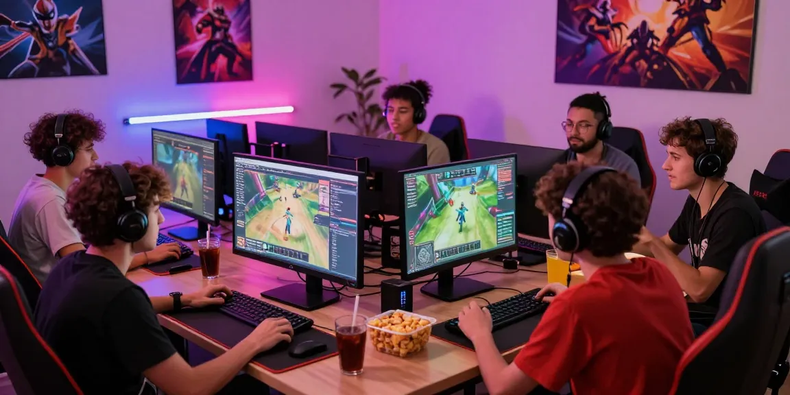 Komunitas gaming di https://honda555.net/ dengan gamers bersemangat berdiskusi dan bermain sambil menikmati suasana yang ceria dan penuh warna.