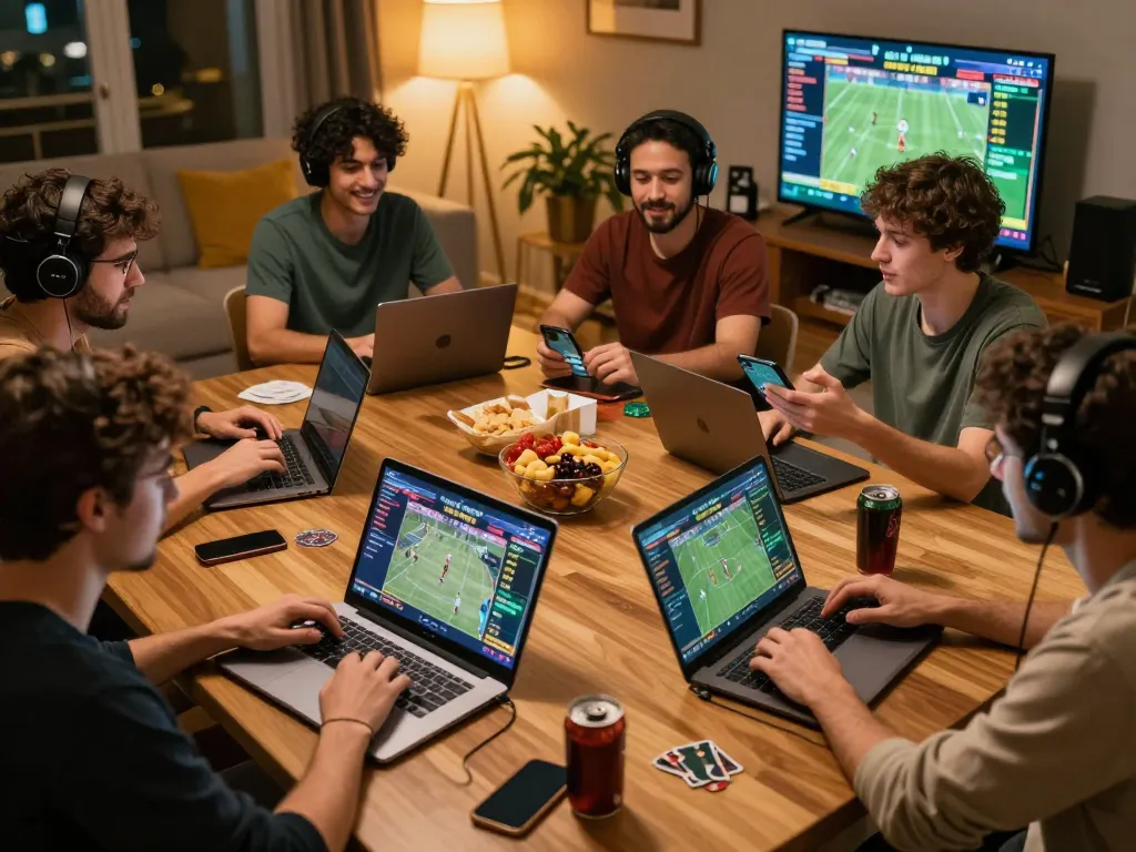 Players engage in thrilling sports betting on LODE88 from comfortable home setups, showcasing strategy and excitement.