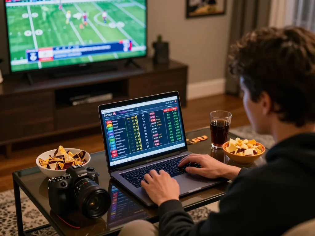 Engaged gambler using nhà cái fun79 for online sports betting with live odds displayed