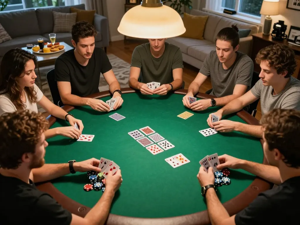 Experience thrilling poker gameplay with friends at home in this exciting winstrike69 scene.