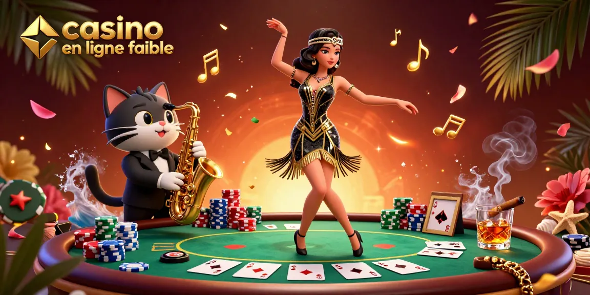 Vivez l'excitation avec cette scène vibrante de casino en ligne fiable, remplie d'éléments de jeu et de personnages animés.