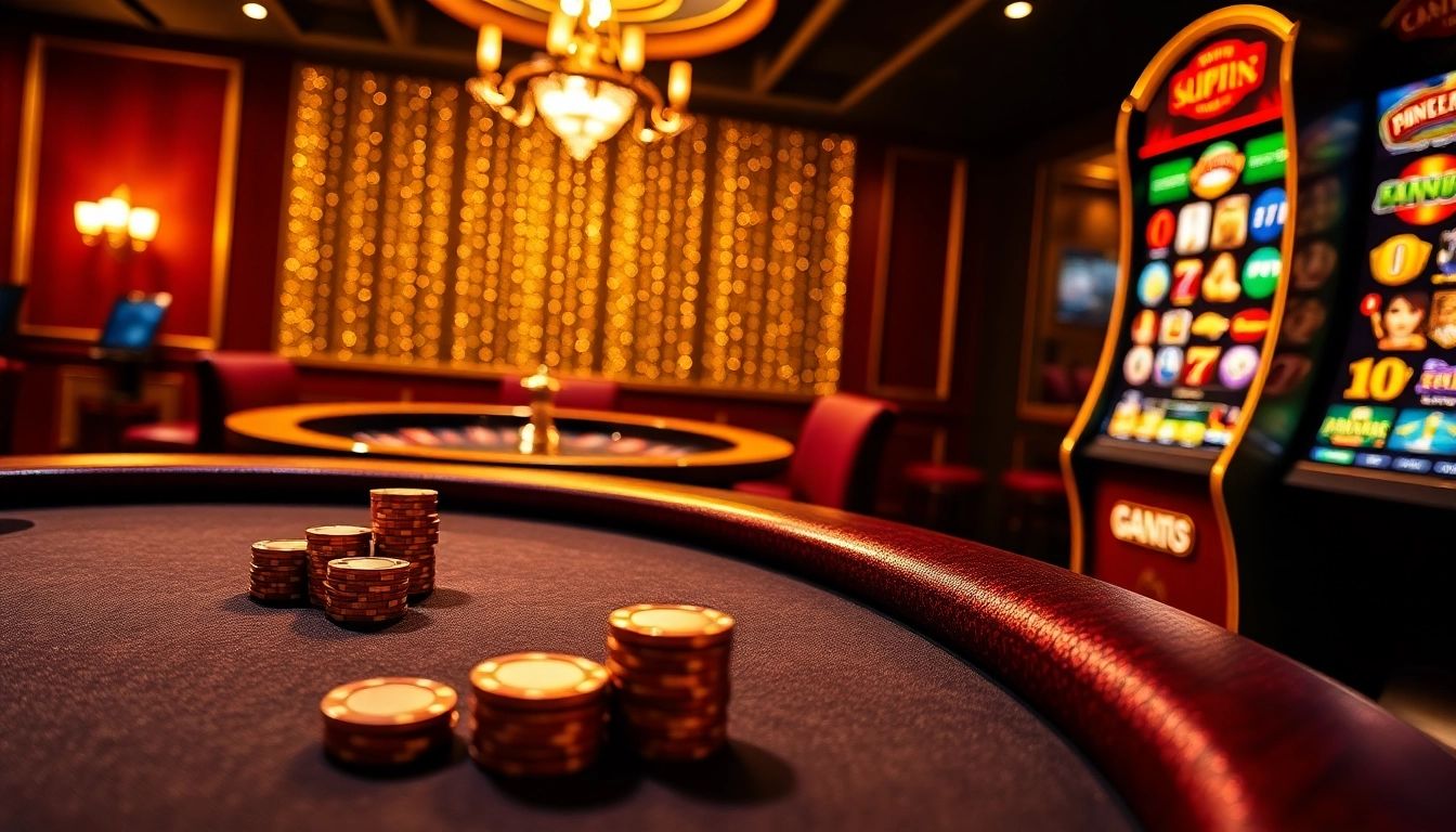 Experience the excitement at Goal123 with poker chips and vibrant casino games.