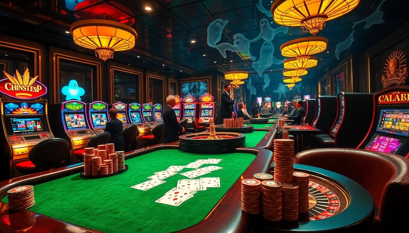 Experience thrilling Truyện ma-themed ghost stories at vibrant casino tables surrounded by excitement.