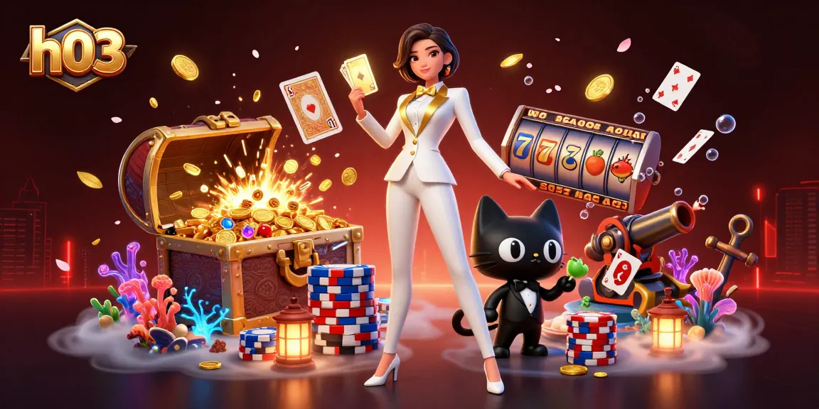 Rasakan slot yang mendebarkan di h03 dengan dealer glamor, chip poker berwarna-warni, dan koin emas.