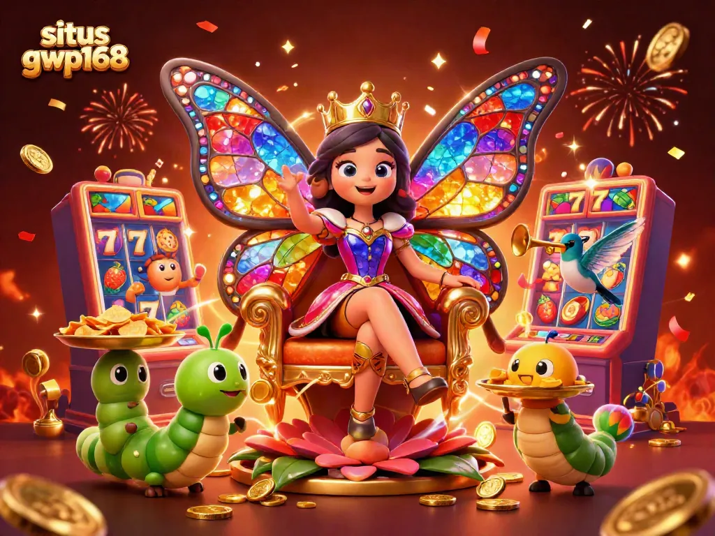 Slot gacor di situs GWP168 menyuguhkan ratu kupu-kupu 3D dan hiasan hewan ceria.