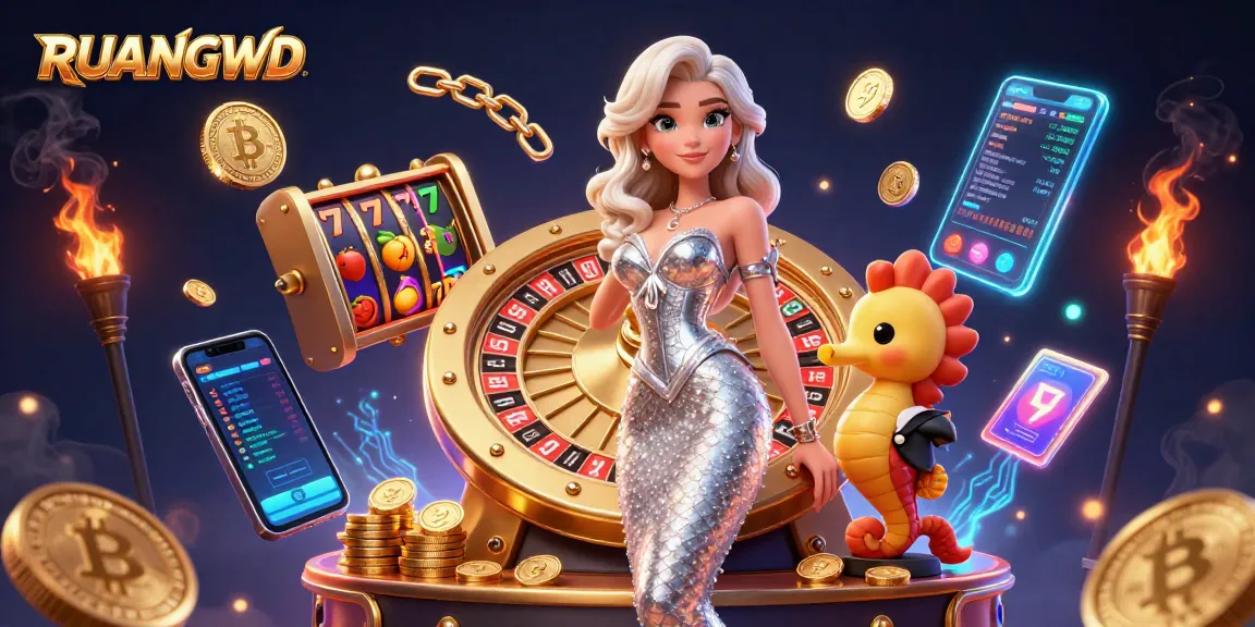 Play slots and win big with RUANGWD at an exciting casino, featuring vibrant gaming elements.
