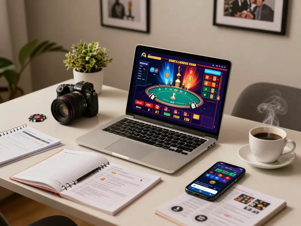 Engaging Canada online casinos scene showcasing a player strategizing at their laptop.