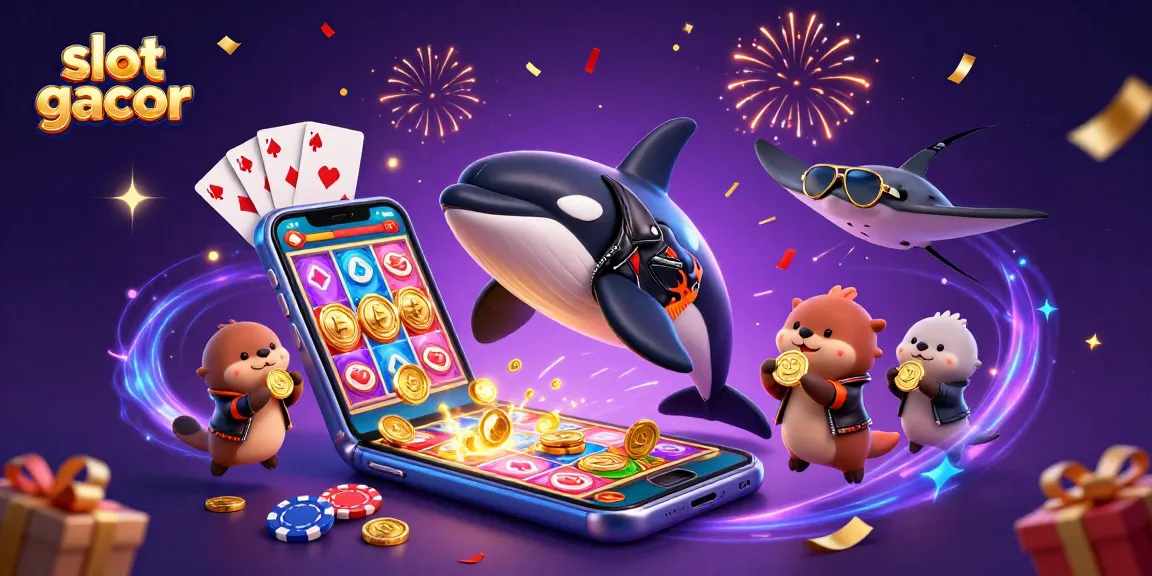 Play thrilling slot gacor with an orca, stingray, and otters celebrating wins