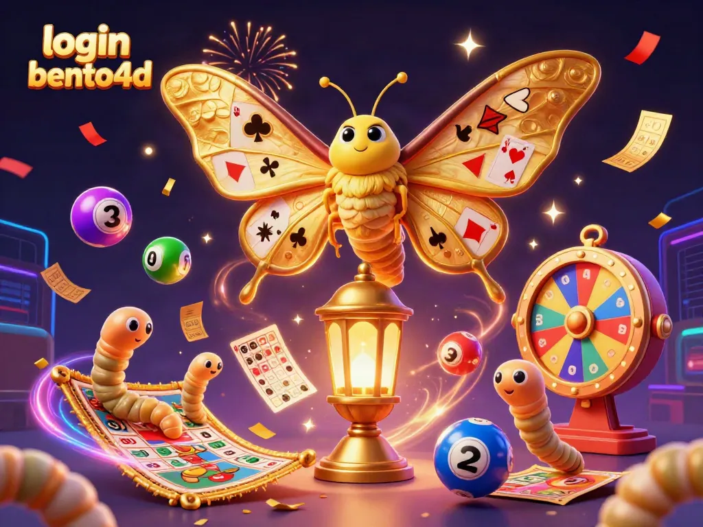 Experience login bento4d with vibrant lottery activities in a rich casino-themed illustration.