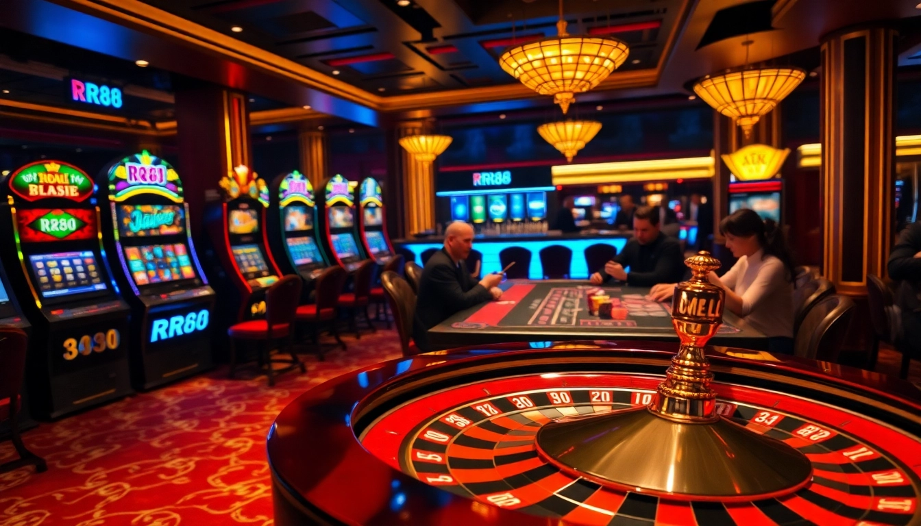 RR88 casino table creating an immersive gambling experience with exciting games and vibrant atmosphere.