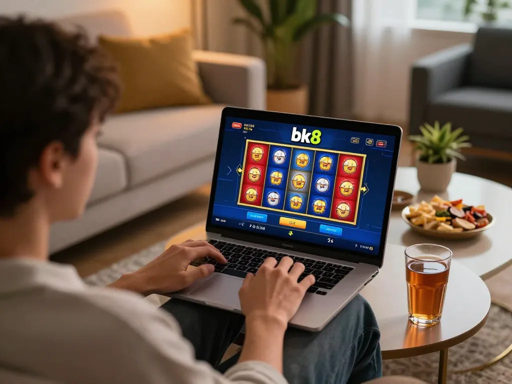 Engaged player enjoying online slots on bk8 platform with vibrant game interface