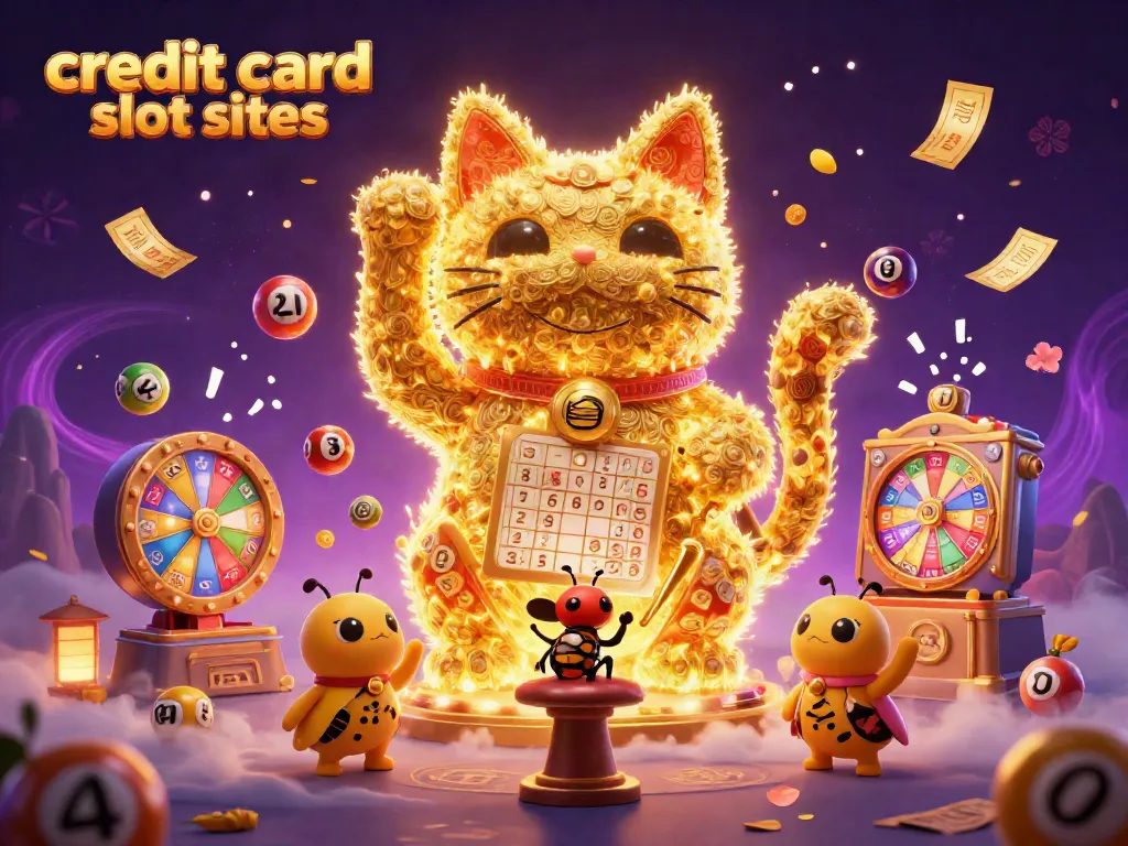 Explore engaging credit card slot sites in a whimsical 3D illustration of a lucky cat.