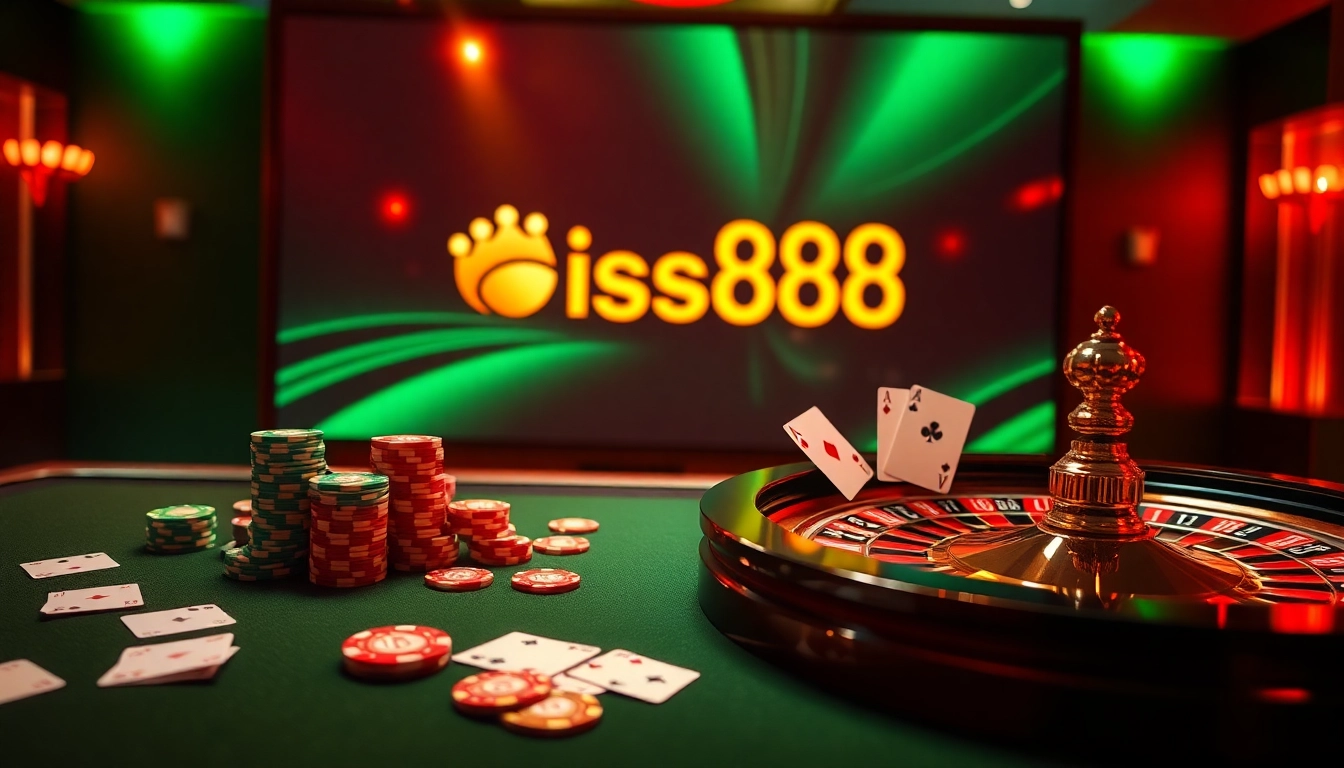 Kiss888 offers engaging online gaming experiences with vibrant casino elements and luxurious ambiance.