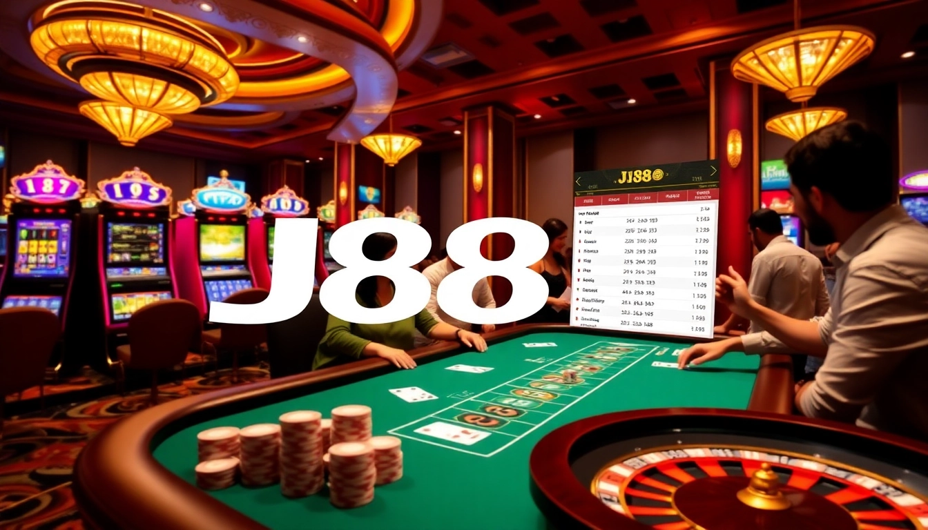 Players enjoying the excitement of J88 casino games with vibrant visuals and engaging interfaces.