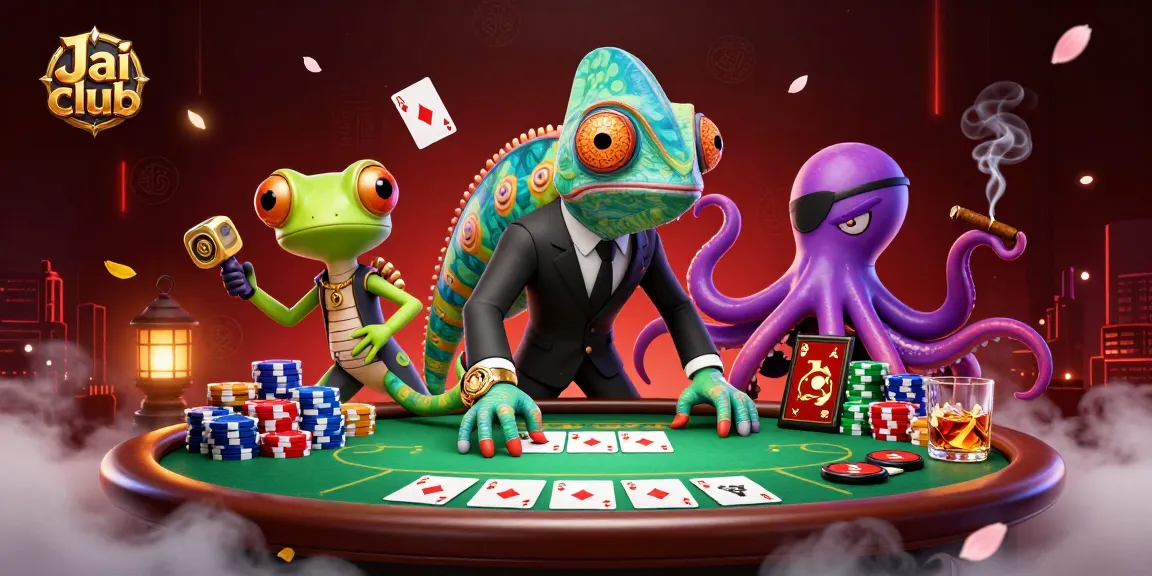 Engage in thrilling games with Jai club featuring vibrant characters in a colorful casino setting.