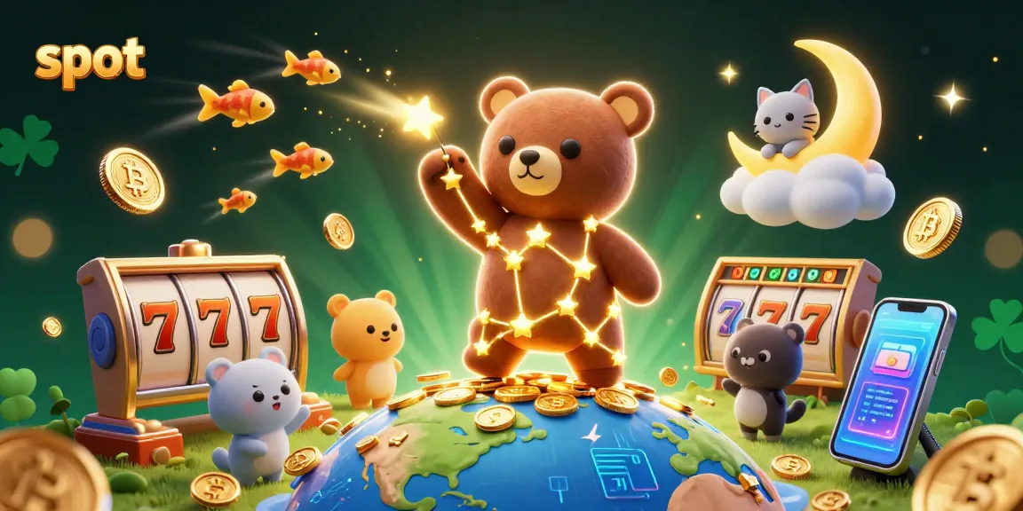 Menangkan slot dengan beragam elemen menarik, termasuk karakter kartun dan koin digital berkilau.