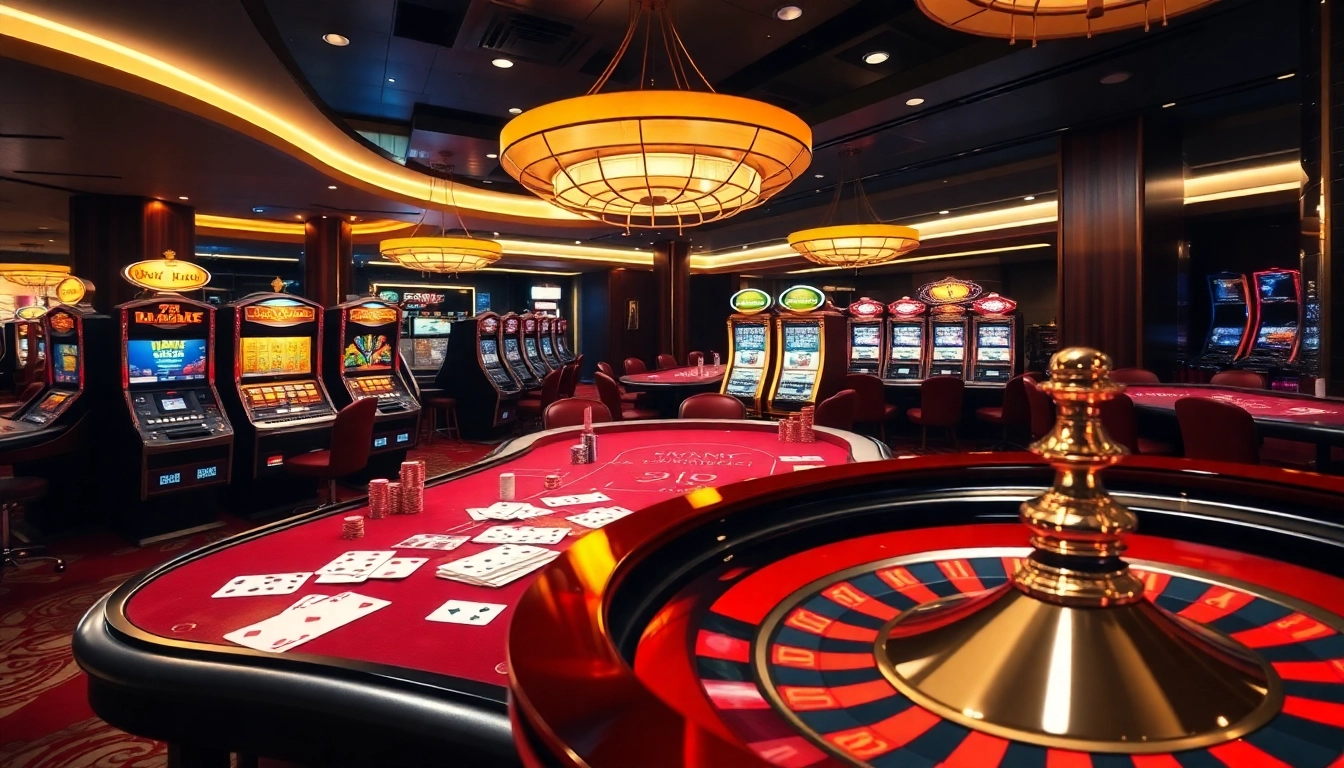 Experience the thrill of winning with vibrant gambling visuals at trang chủ LUCK8 featuring casino tables and games.